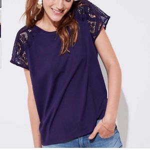 LOFT brand new blue shoulder cut out tee